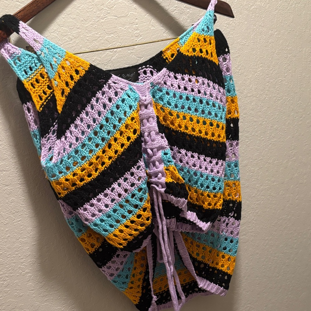 Two Piece Crotchet Crop Top with Skirt, Size L